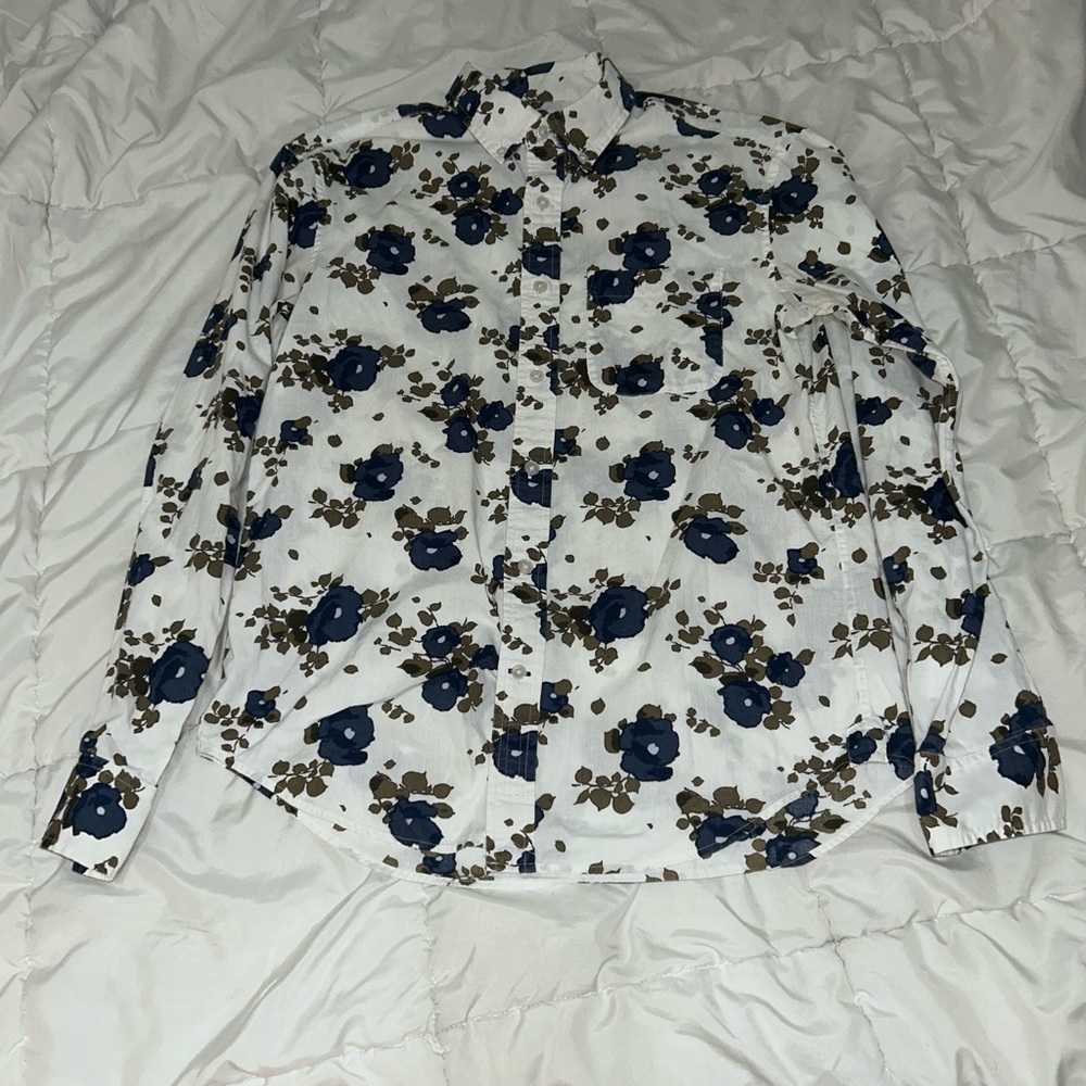 Club Monaco Dress Shirt Mens Size XS White Floral Button Down Long Sleeve